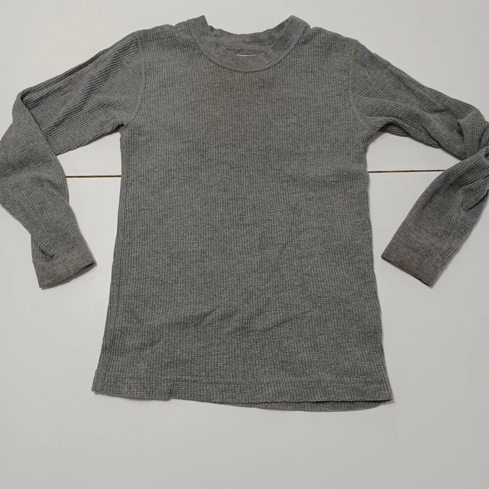 Magellan Boy Youth Small Thermal T-Shirt Gray Waffle Knit Long Sleeve Undershirt